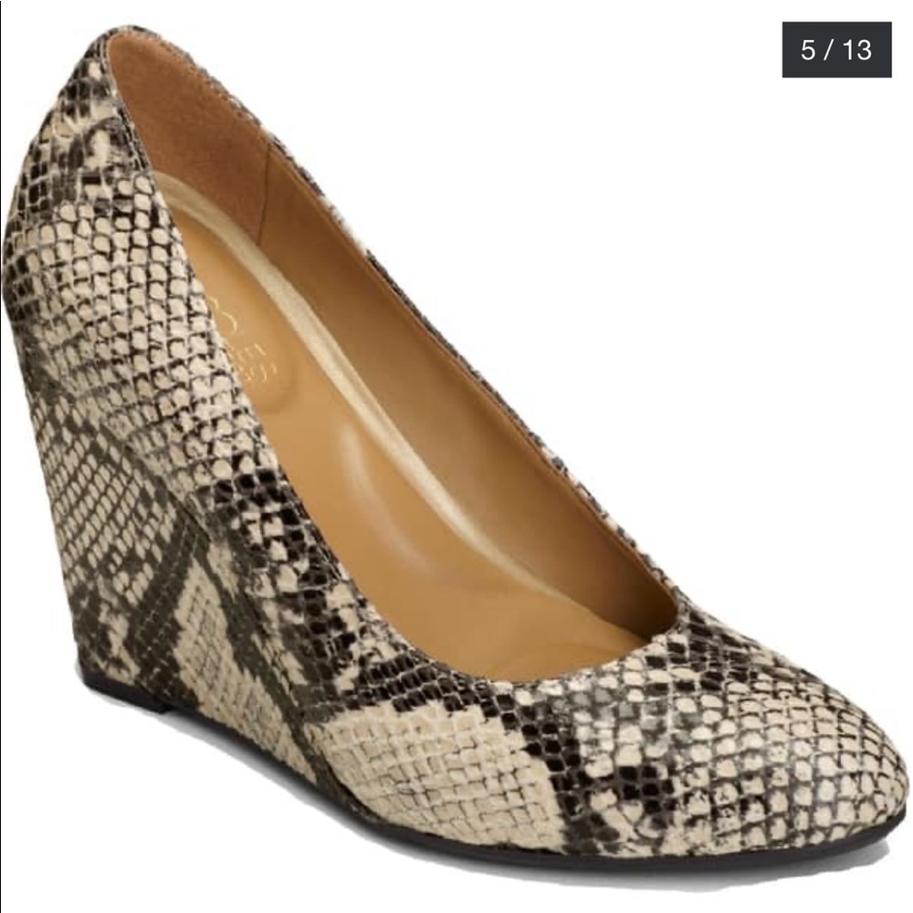 Beige Aerosoles Bandwagon Natural Snake Print Wedges